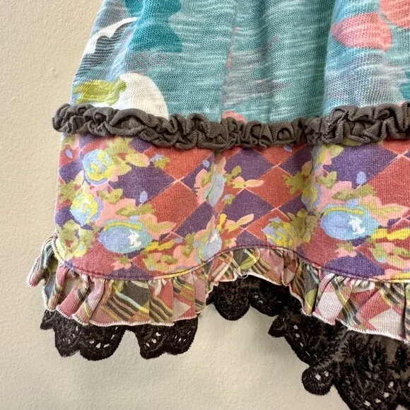 MATILDA JANE Wrap Dress Girls 2T 2 Aqua Floral & Plaid With Red Bow Accent - Picture 5 of 8